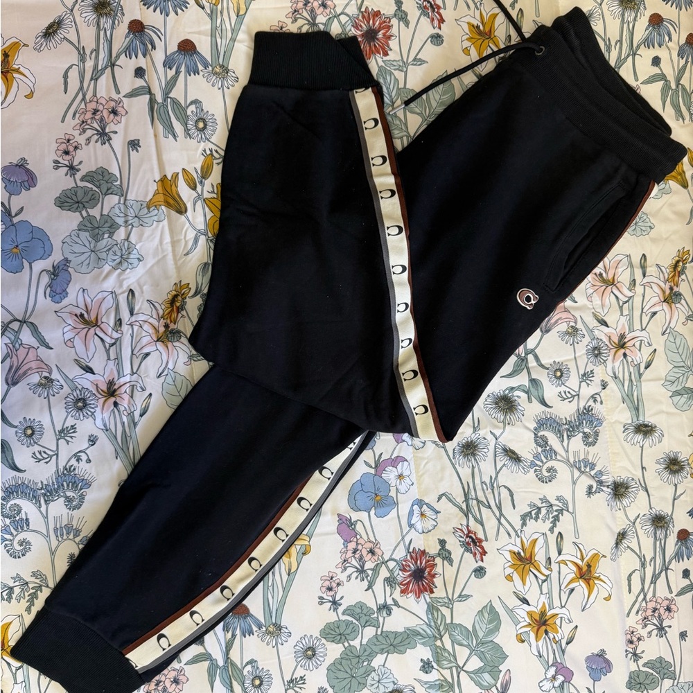 Coach Black Joggers with White Stripe